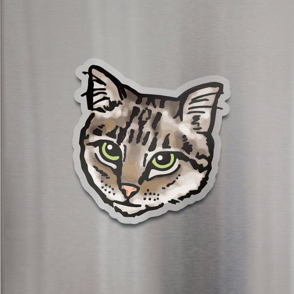 Striped Tabby Cat Illustrated Acrylic Die Cut Magnet