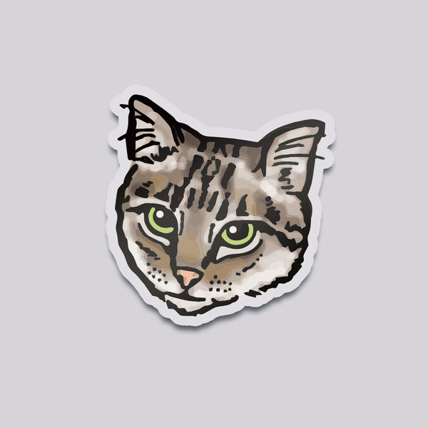 Striped Tabby Cat Illustrated Acrylic Die Cut Magnet