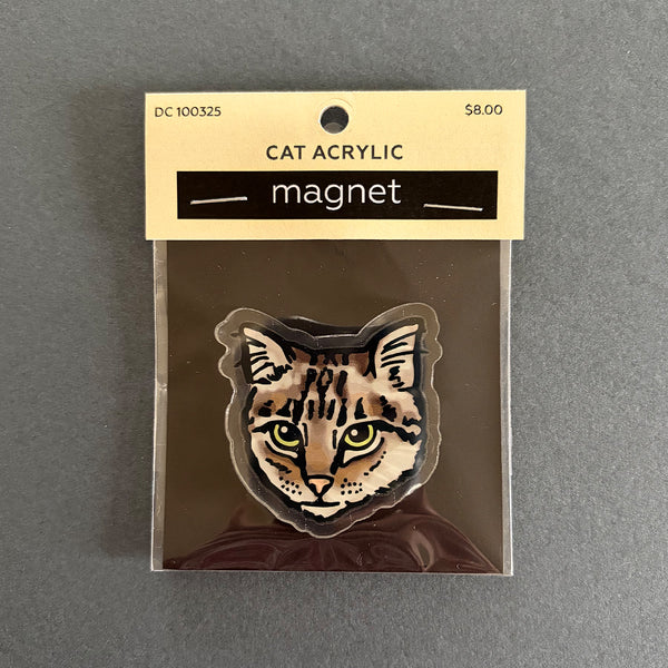 Striped Tabby Cat Illustrated Acrylic Die Cut Magnet