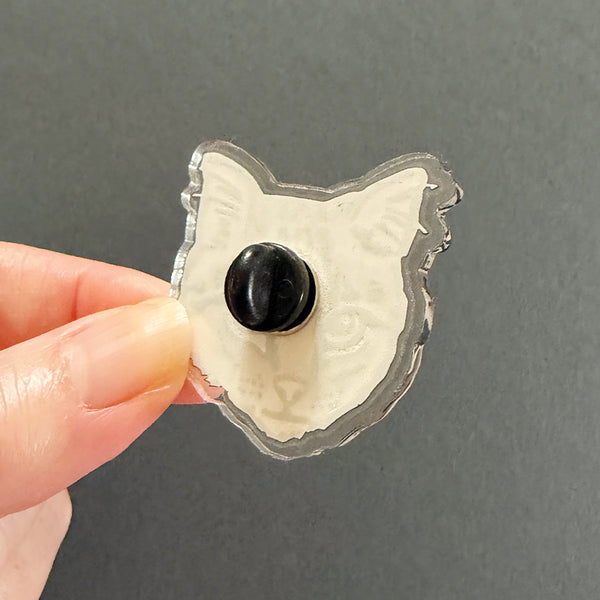 Striped Tabby Cat Illustrated Acrylic Tack Pin