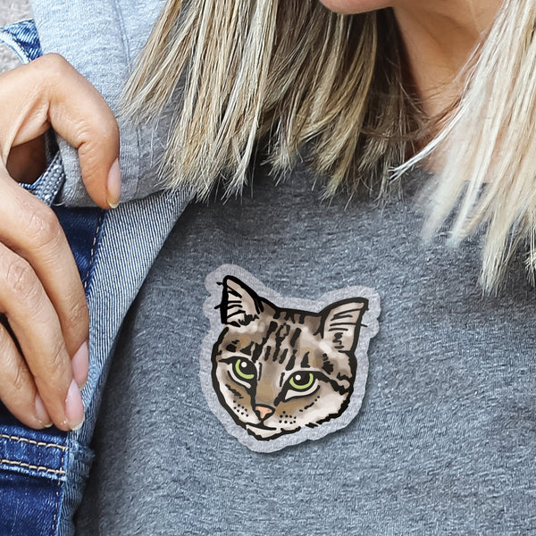 Striped Tabby Cat Illustrated Acrylic Die Cut Magnet