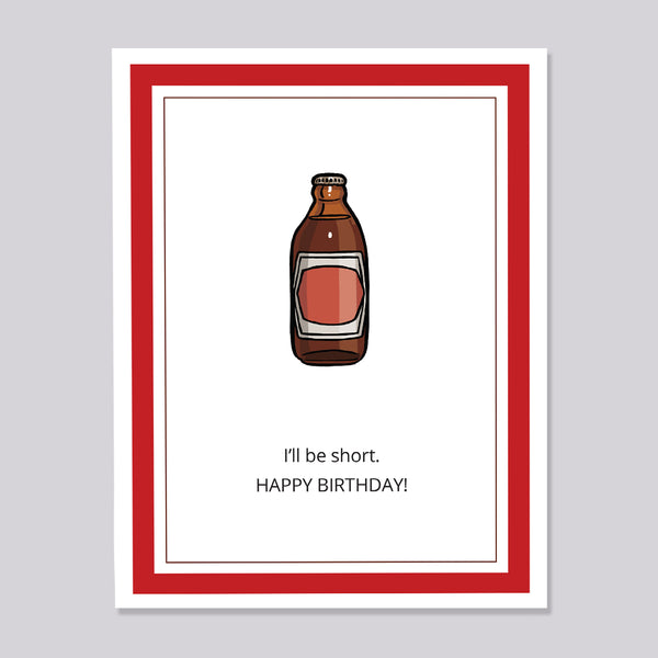 Stubby Beer Bottle Illustrated Nostalgia Birthday Card