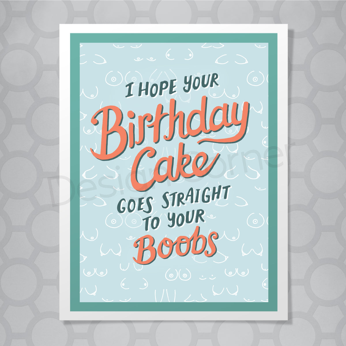 Boobs Hand Lettered Birthday Card – Design Corner Online