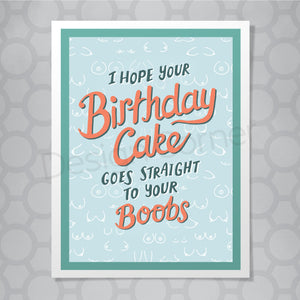 Boobs Hand Lettered Birthday Card