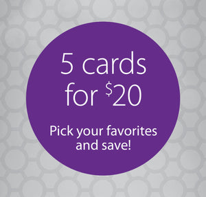 Graphic that says 5 cards for $20. Pick your favourites and save!