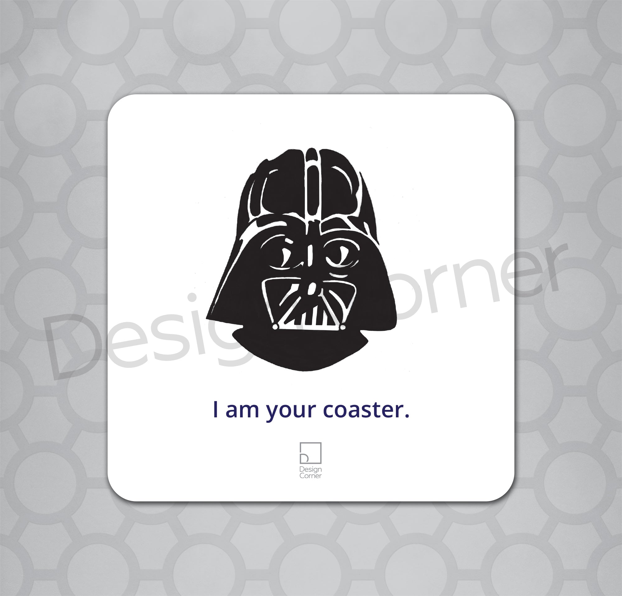 Illustration of Darth Vader on coaster with caption "I am your coaster"
