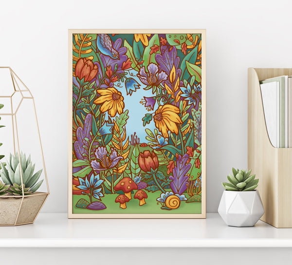 Flower Garden Colourful Illustrated print