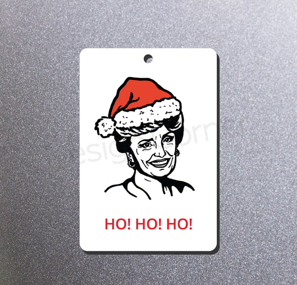 Magnet ornament with illustration of Golden Girls Blanche with caption " HO HO HO"