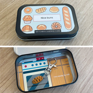 Matchbox Surprise card - Bun Keychain