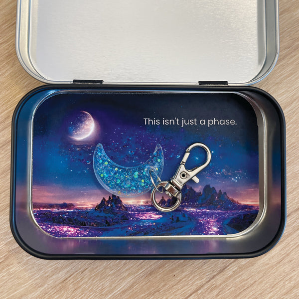 Matchbox Surprise Card Tin - I love you to the moon and back keychain