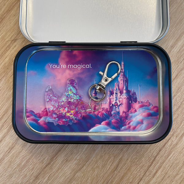 Matchbox Surprise card tin - Unicorn Keychain