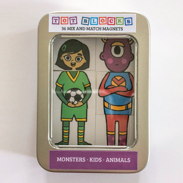 TOT BLOCKS Kids Monsters Animals Mix and Match Magnets - 36 pieces