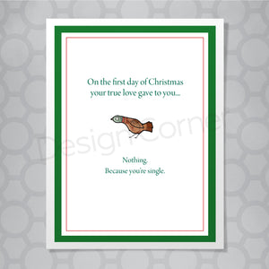 Partridge Single Person Christmas Card