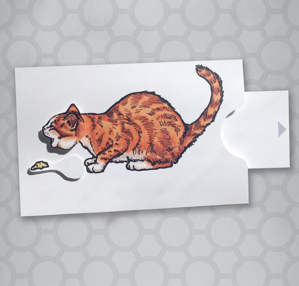 Cat Barfing Moveable Pull Tab Card