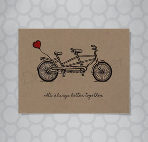 Tandem Bicycle Kraft Wedding Card