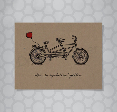 Tandem Bicycle Kraft Wedding Card