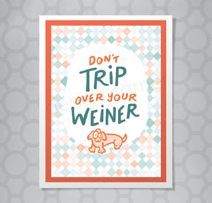 Weiner Dog Hand Lettered  Card