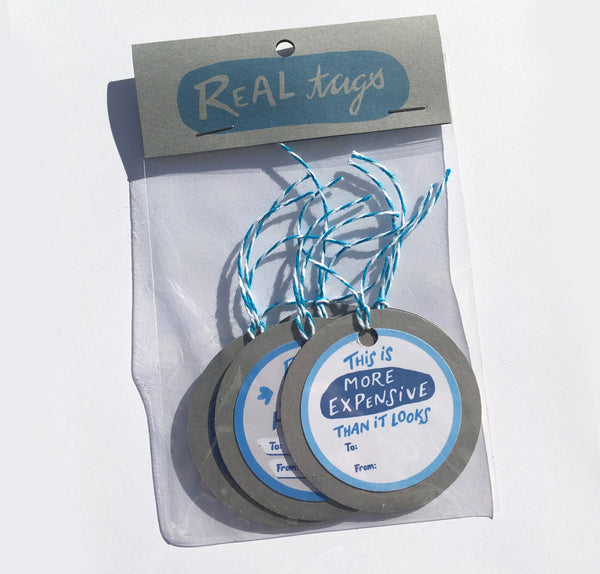 REAL tags BLUE Gift Tags - Set of 6