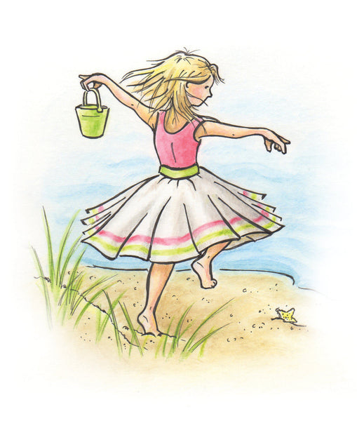 Beach Girl Illustrated watercolor print