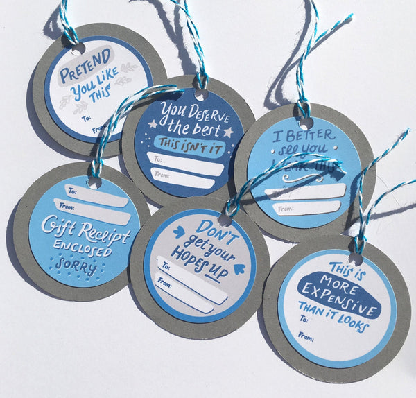 REAL tags BLUE Gift Tags - Set of 6