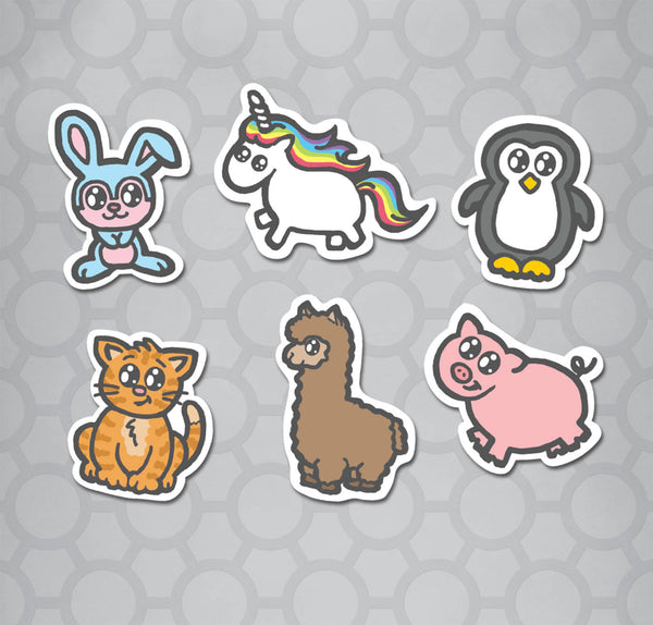 Cutie Animals Die Cut Sticker 6 Pack