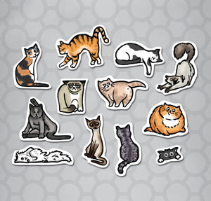 Cats Die Cut Sticker 12 Pack