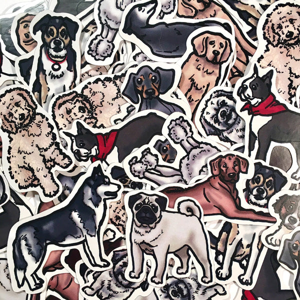 Dogs Die Cut Sticker 12 Pack