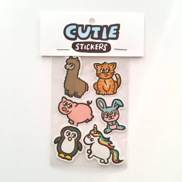 Cutie Animals Die Cut Sticker 6 Pack
