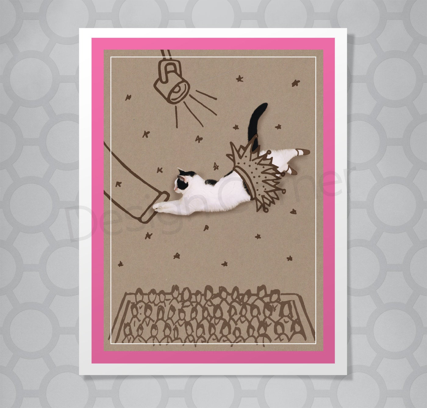 Max the Cat Circus Trapeze Card
