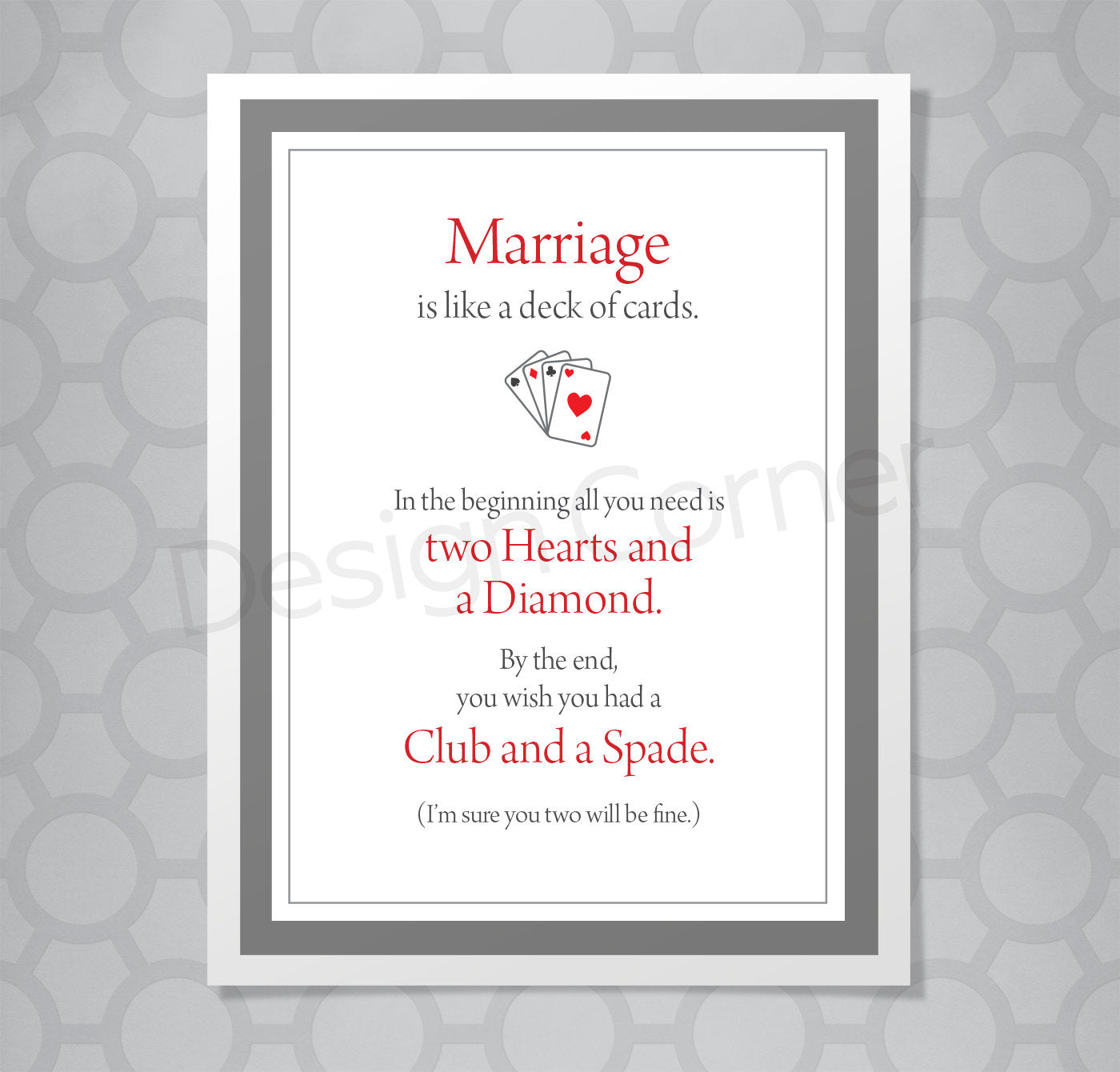 Marriage is like a Deck of Cards Wedding Card