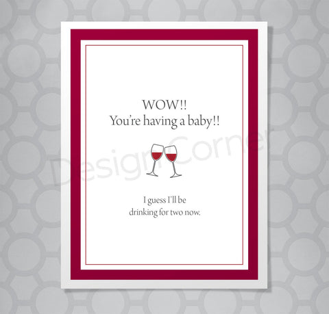 Drinking for Two Pregnancy or Baby Shower Card