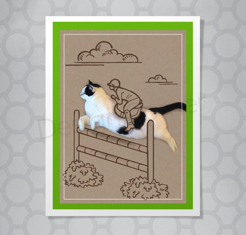 Max the Cat Horse Jumping Card
