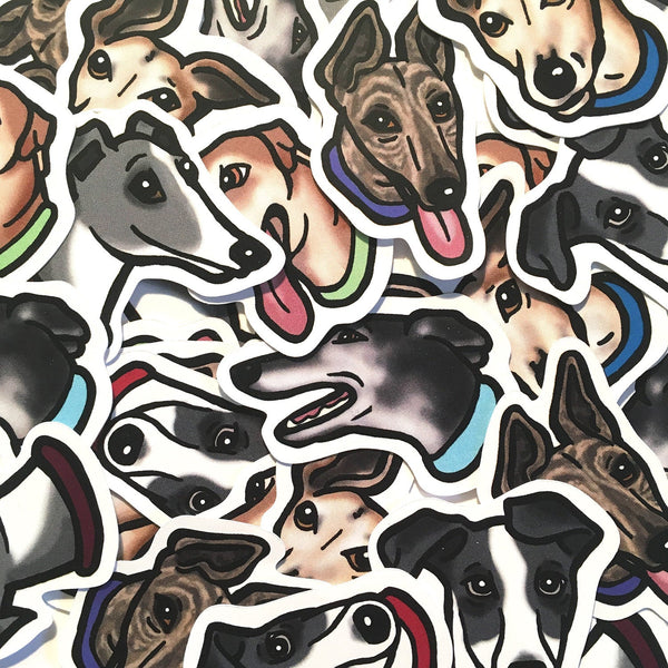 Greyhound Die Cut Sticker 6 Pack