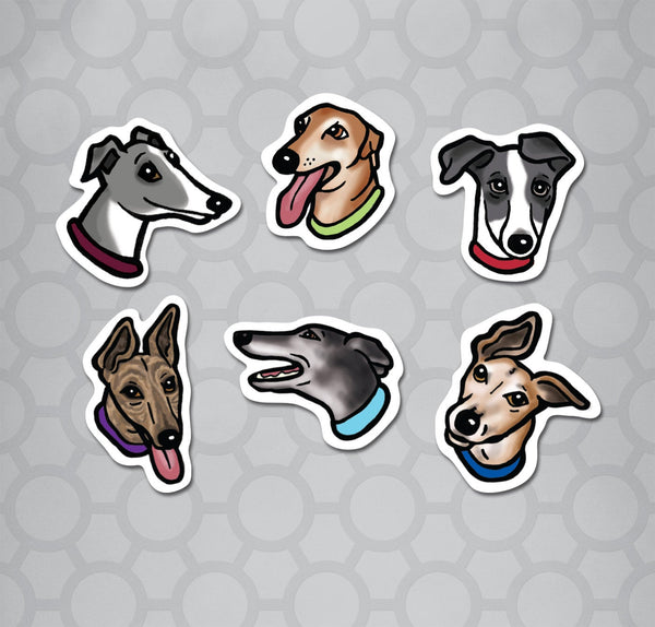 Greyhound Die Cut Sticker 6 Pack
