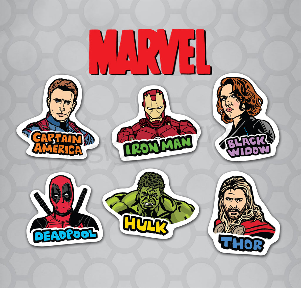Marvel Rectangle Sticker Marvel Die Cut Stickers 6 Pack – Design Corner Online