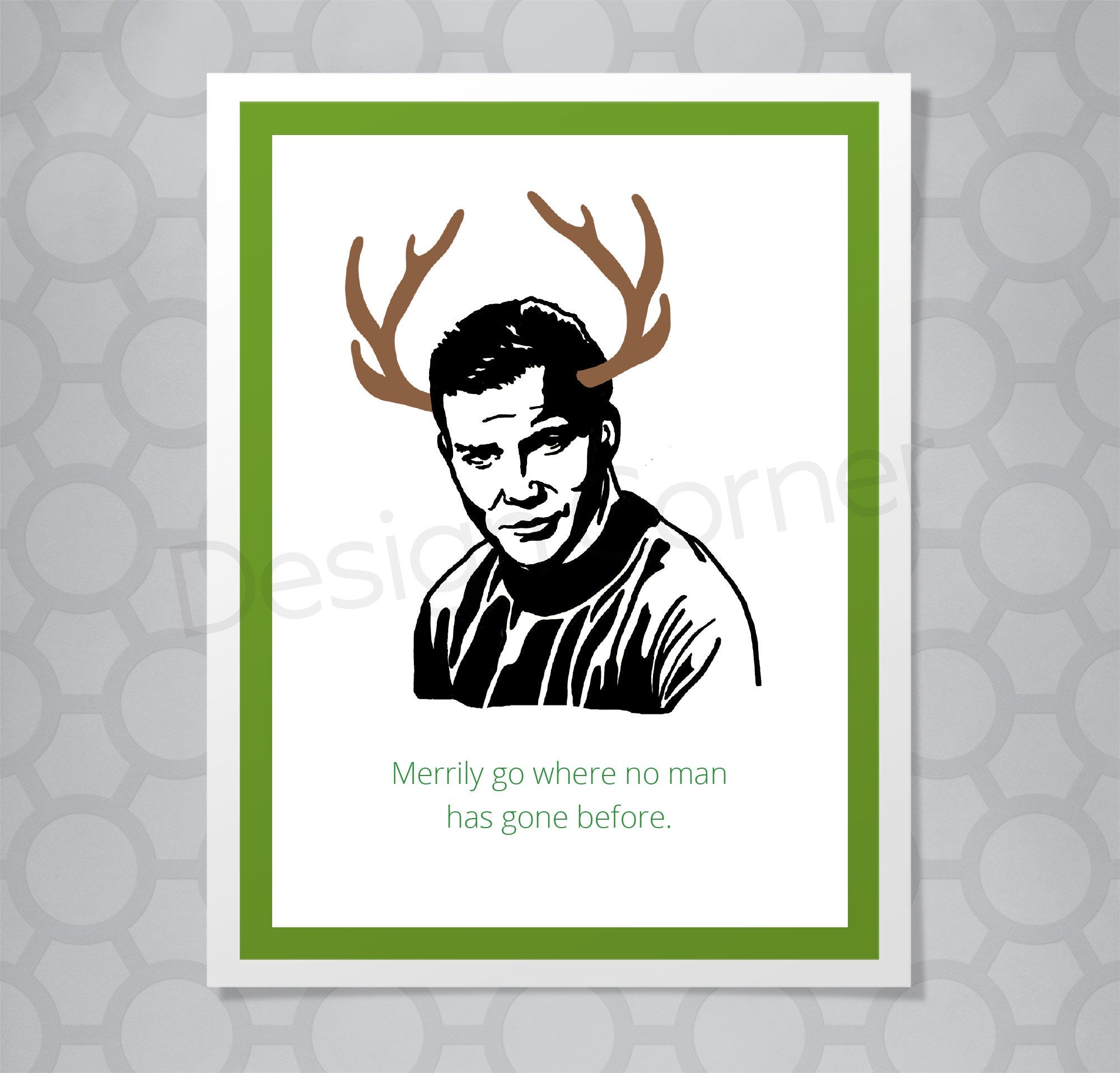 Star Trek Captain Kirk Merrily Christmas Card