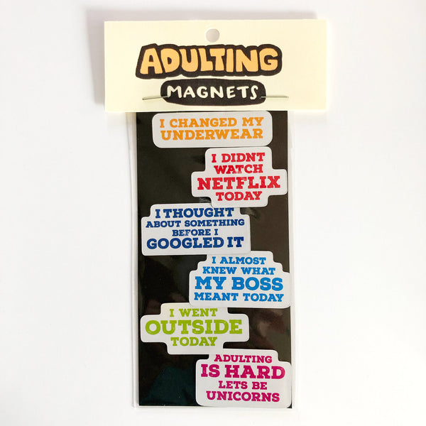Adulting Die Cut Funny Magnets 6 Pack