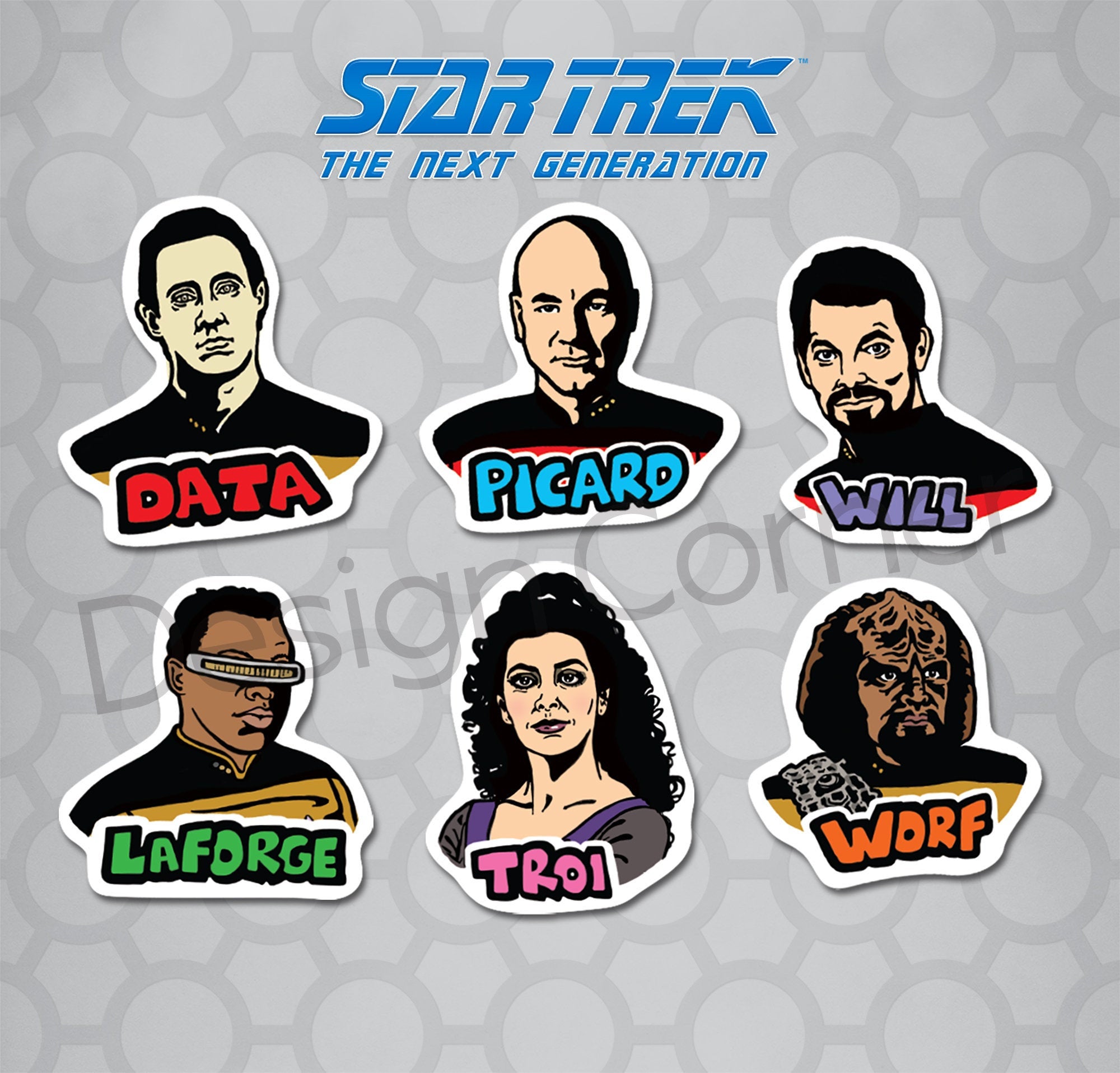 Star Trek Next Generation Die Cut Sticker 6 Pack