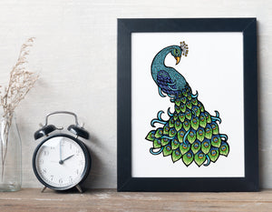 Graphic Peacock Print