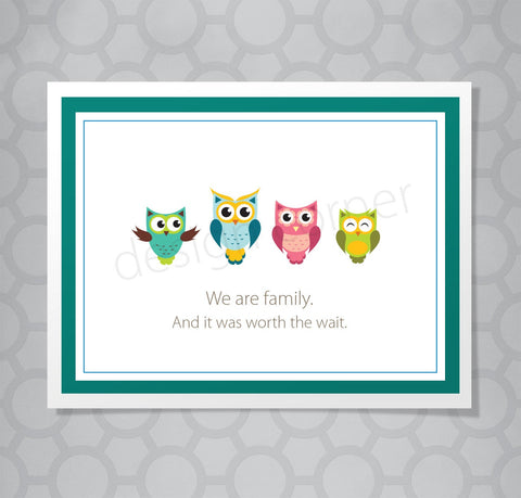 Adoption any age owl family Card